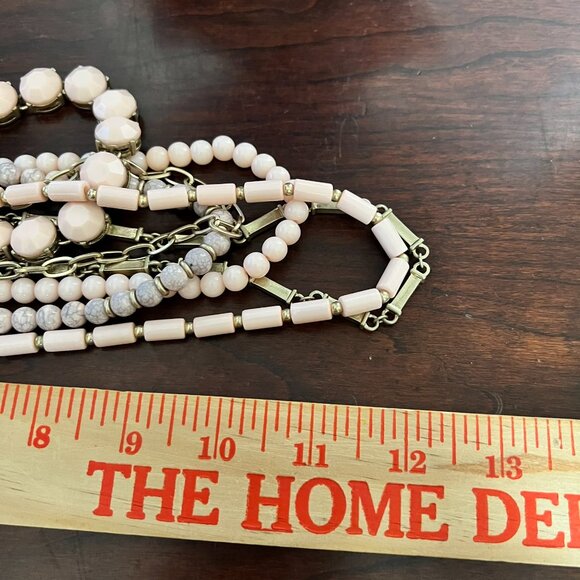 Peach / Light Pink Mixed Metal & Beaded Statement Necklace REALLY CUTE! - Picture 4 of 4